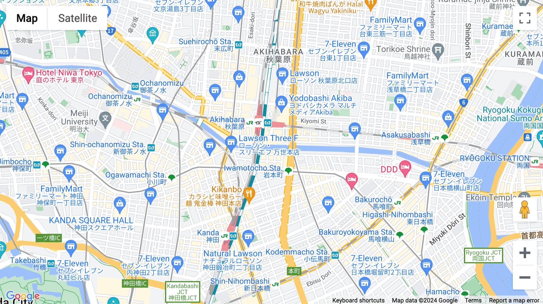 Click for interative map of Chiyodaku, 2-25 Kanda Sudacho, 4 F & 5F GYB Akihabara Building, Tokyo