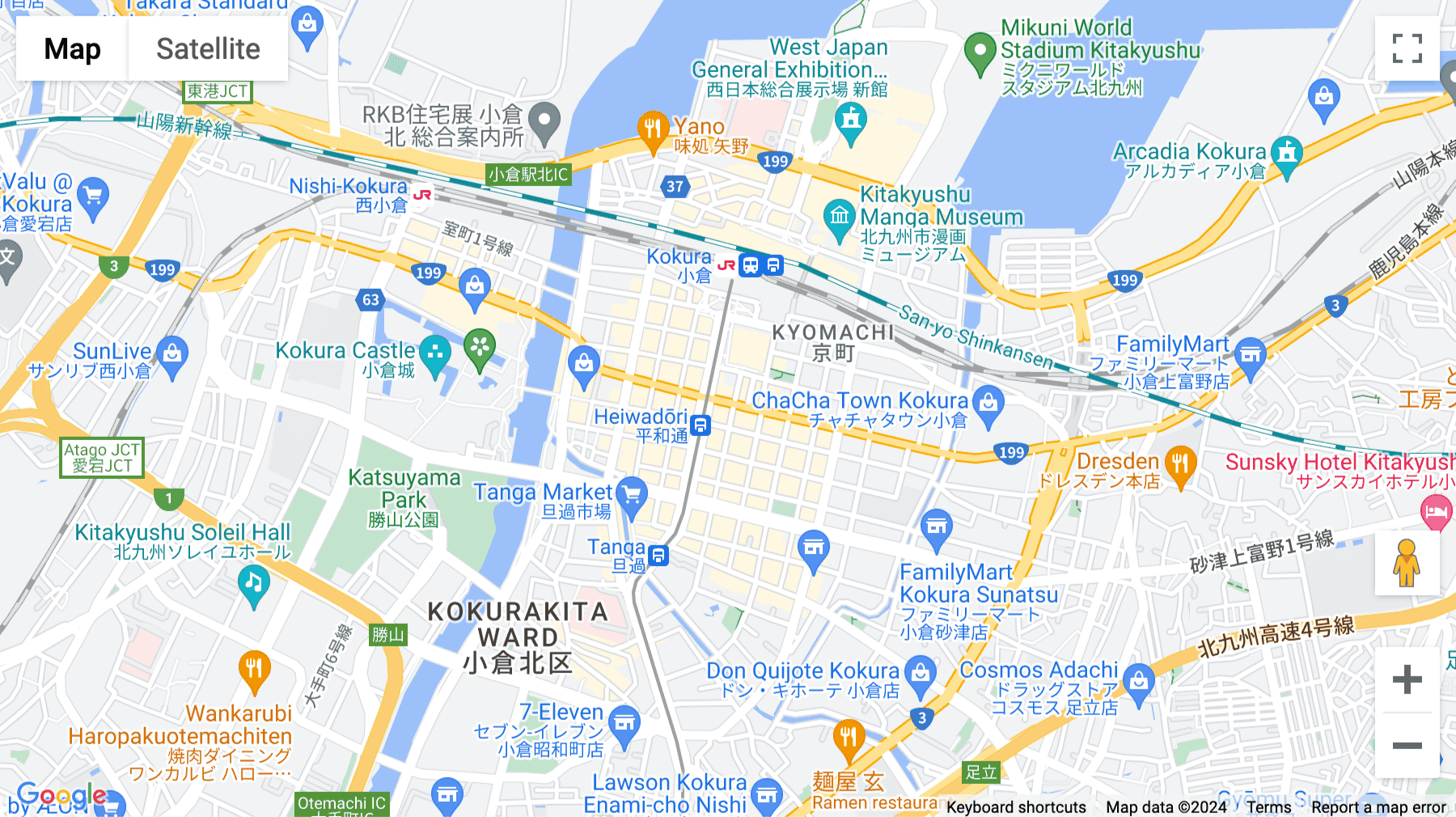 Click for interative map of Kitakyushu Toyo Building 3F & 5F, 1-1-1 Kajimachi, Kokura Kita-ku, Kitakyushu-shi, Fukuoka, Kokura