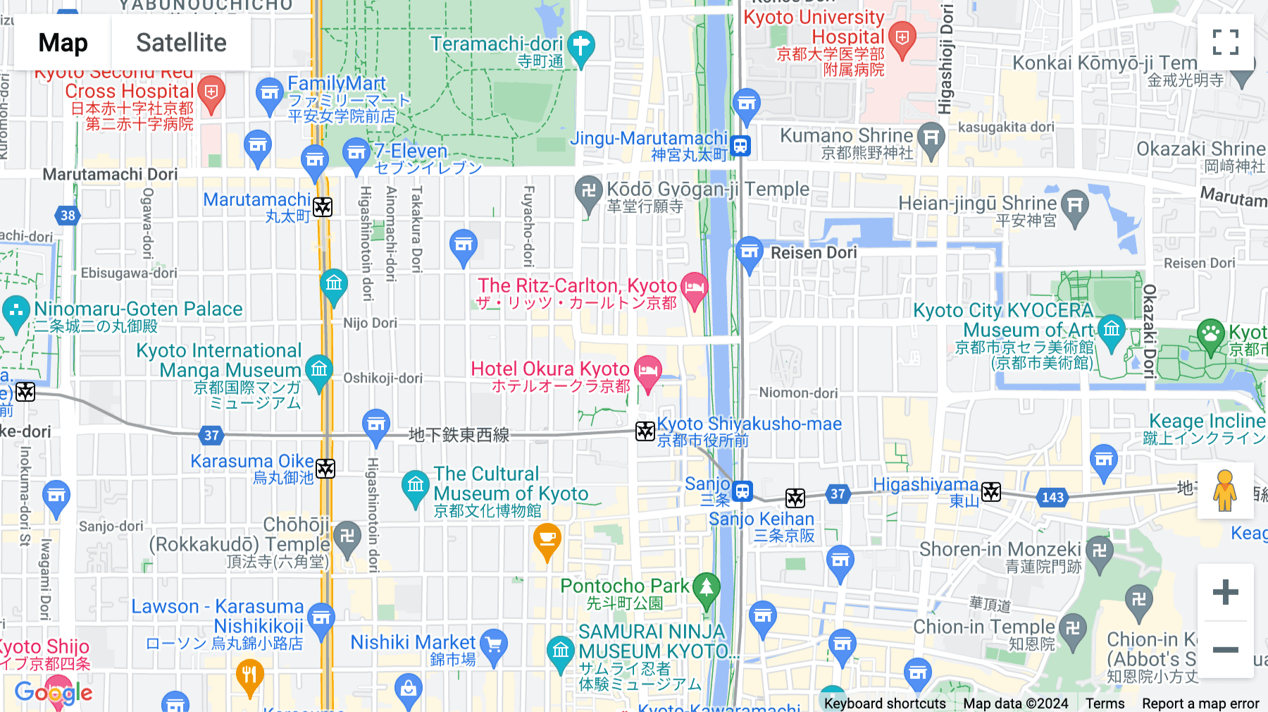 Click for interative map of 376 Ichinofuneiricho Kawaramachi-dori Nijyo Sagaru, Nakagyo-Ku, Kyoto, Kawaramachi Oike (Open Office), Kyoto