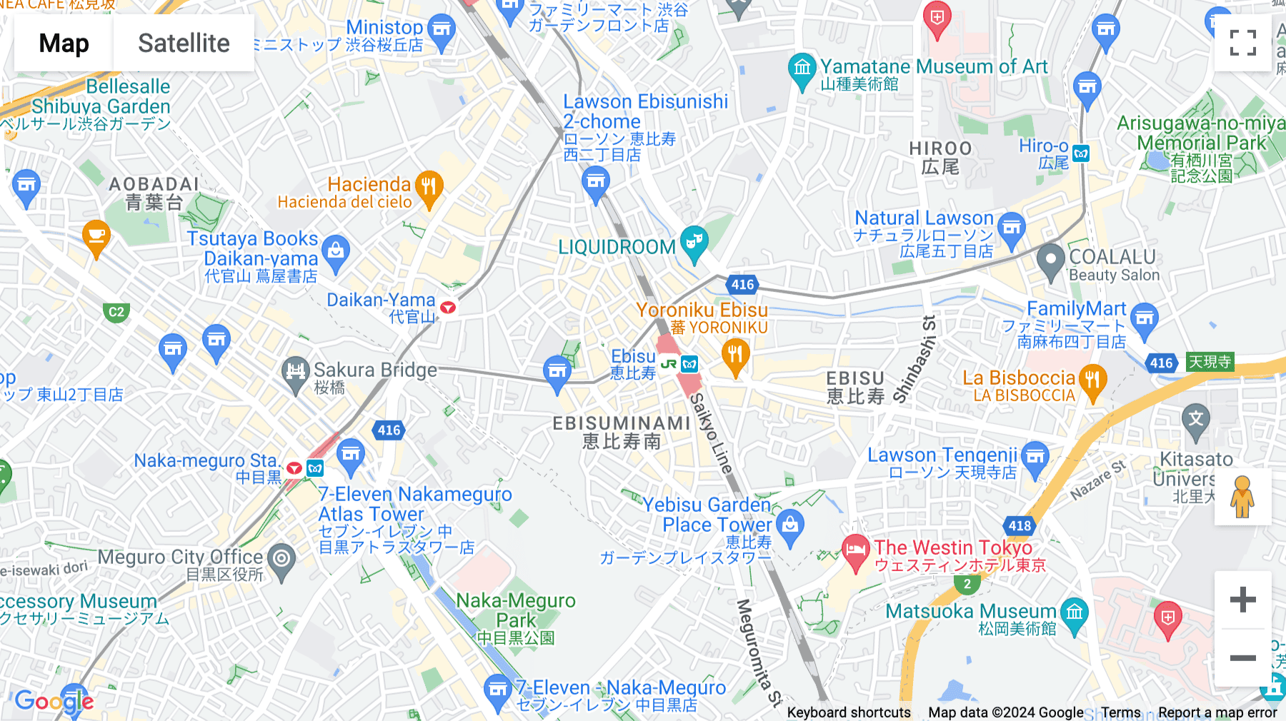 Click for interative map of 7F & 8F Humax Ebisu building, Ebisu minami 1-1-1, Tokyo