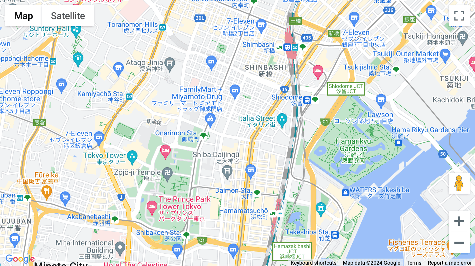 Click for interative map of Shinbashi, 6-19-13 Shinbashi, Tokyo