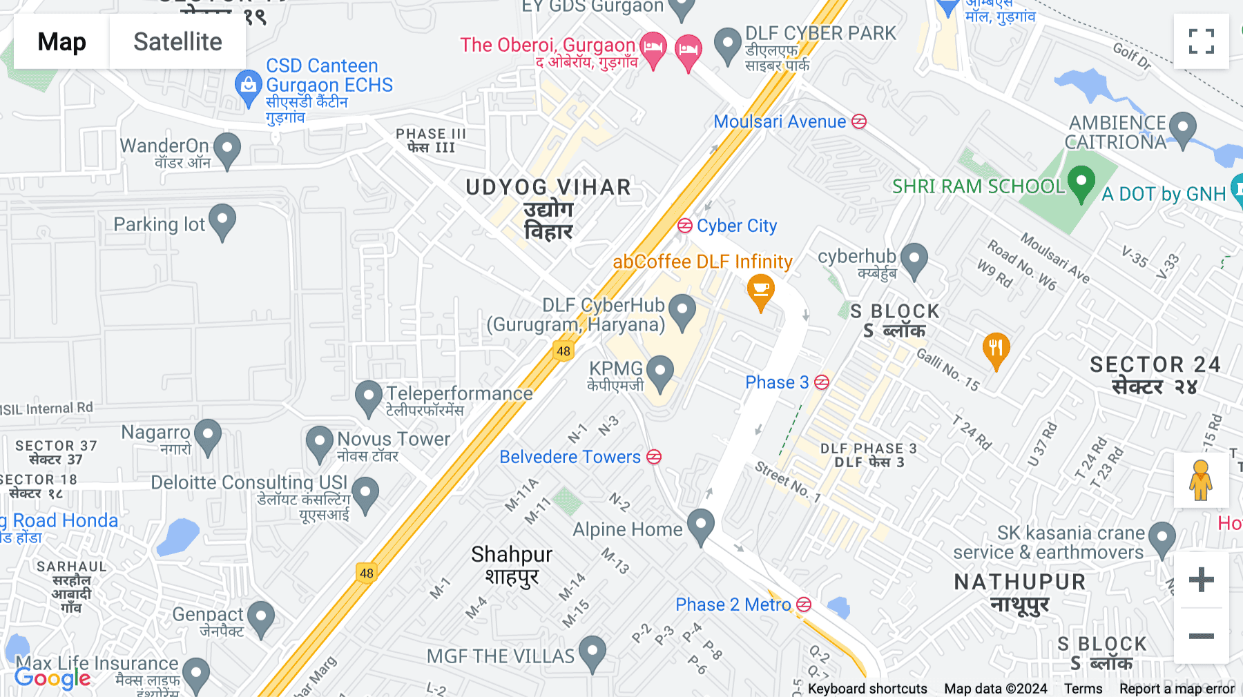 Click for interative map of Level 1, Tower A, Building 10, Cyber Hub, Cyber City, DLF Phase 3, Gurugram