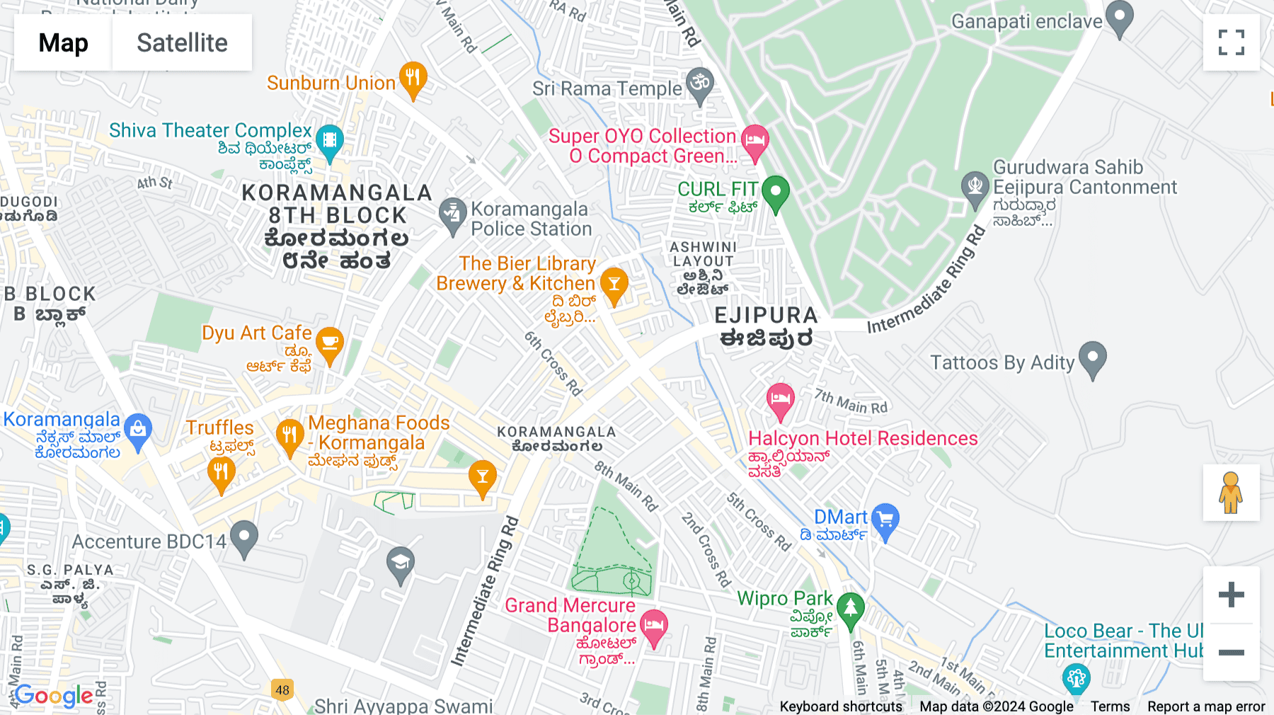 Click for interative map of Level 2, 80 Feet Road, Barleyz Junction, Above KFC, Sony World Crossing, Koramangala, Venkappa Garden, Ejipura, Bangalore