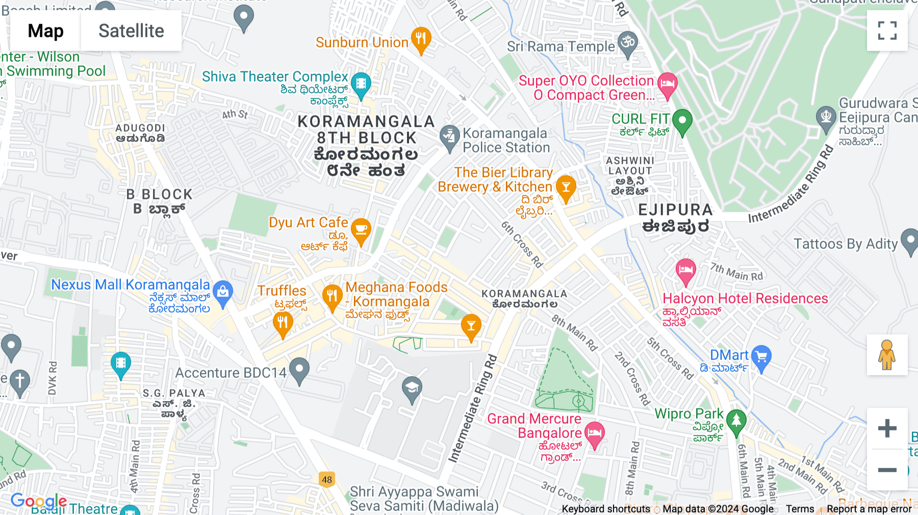 Click for interative map of IndiQube Garden, Survey No.130, 18th Main, 1st A Cross, 6th Block, Grape Garden, Koramangala, 5th Block, Bangalore