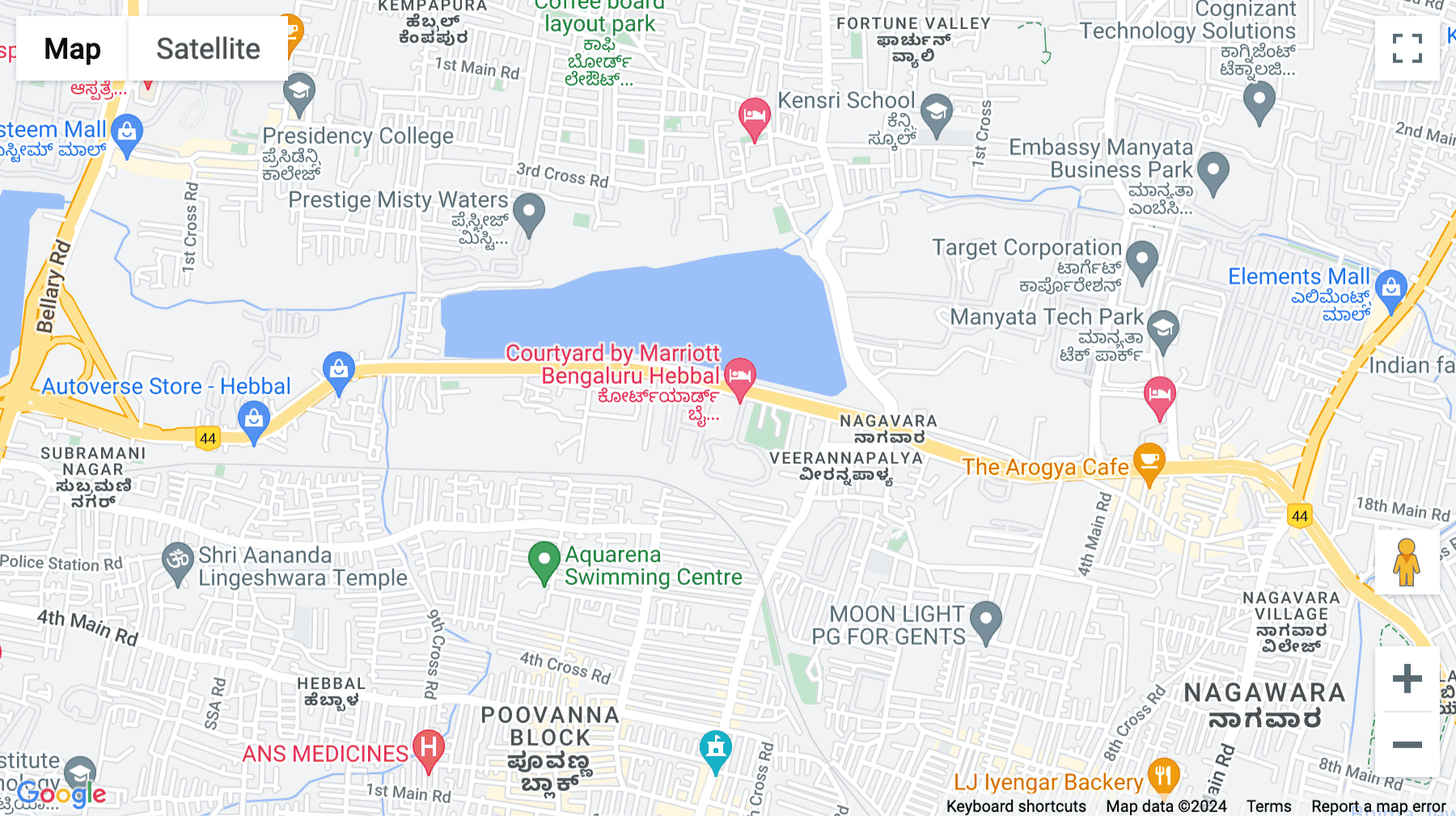 Click for interative map of IndiQube Marriott, 2, 55, Outer Ring Road, Jogappa Layout, Nagavara, Bangalore