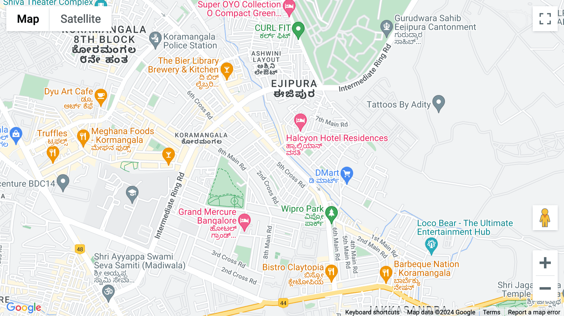 Click for interative map of IndiQube Octagon No.643, 80ft Road, Opp. Swathi Maharaja Hotel, 4th Block, Koramangala, Bangalore