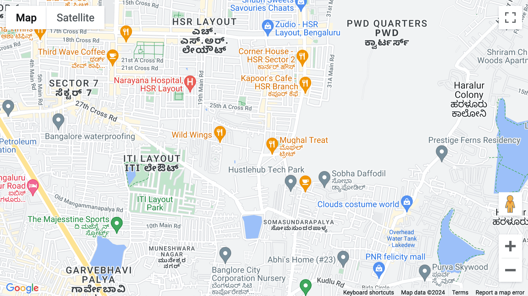 Click for interative map of IndiQube Orion, 24th Main Rd, Garden Layout, Sector 2, HSR Layout, Bangalore