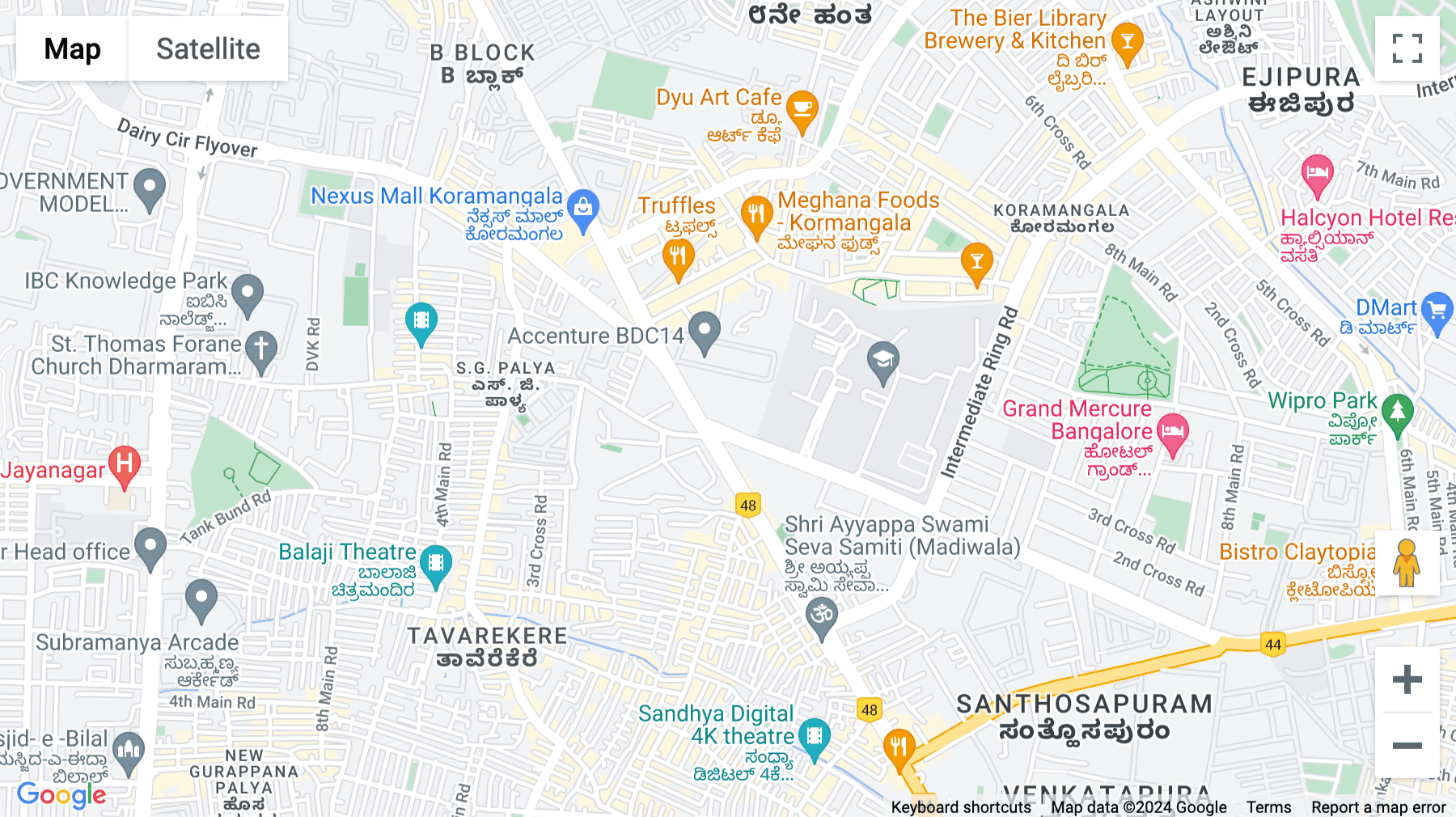 Click for interative map of Indiqube Aerial, Silicon Terraces, 30/1, Hosur Rd, Koramangala Industrial Layout, Bangalore