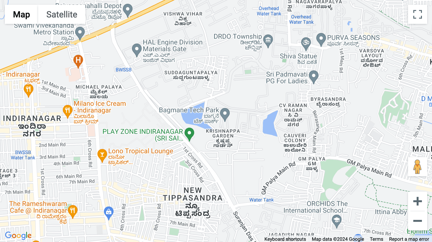 Click for interative map of IndiQube Embassy Prime, Bagmane Tech Park, CV Raman Nagar, Bangalore