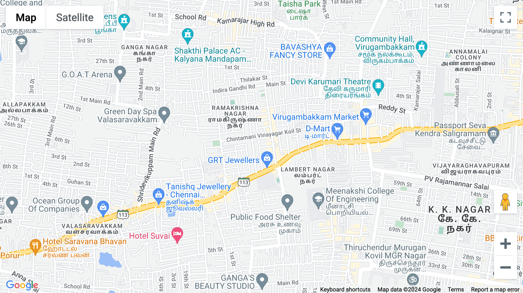 Click for interative map of 153 Pandiyan Street, Valasaravakkam, Chennai