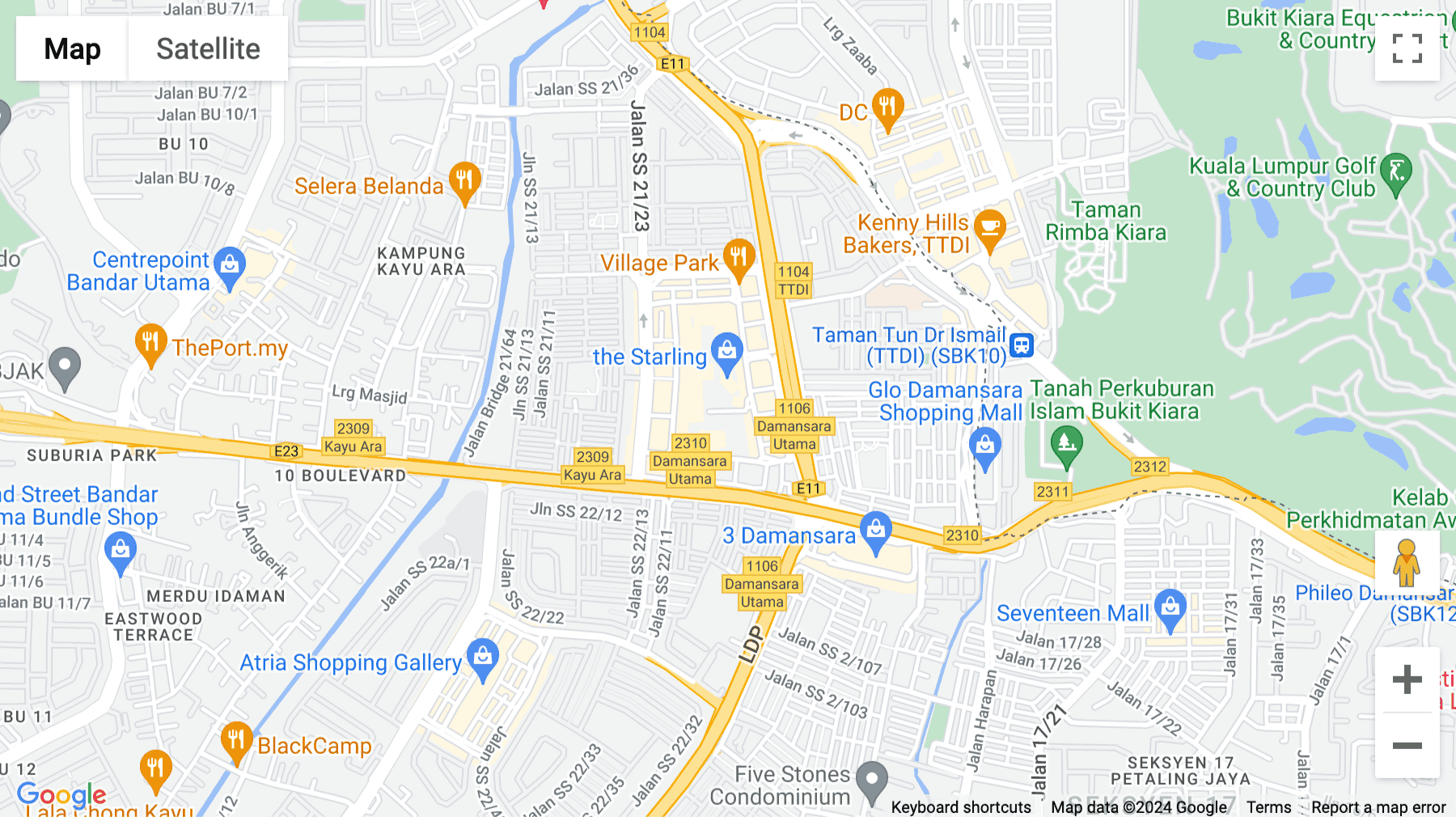 Click for interative map of The Starling Mall, No.6, Jalan SS21/37, Damansara Uptown, Lot 4 – 401, Level 4 (South), Petaling Jaya