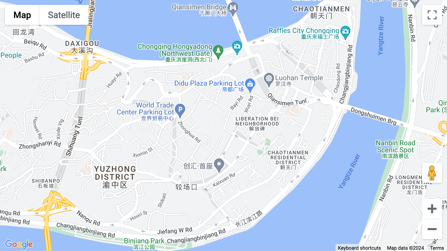 Click for interative map of Metropolitan Oriental Plaza, 68No, Zourong Rd, Yuzhong District, Chongqing