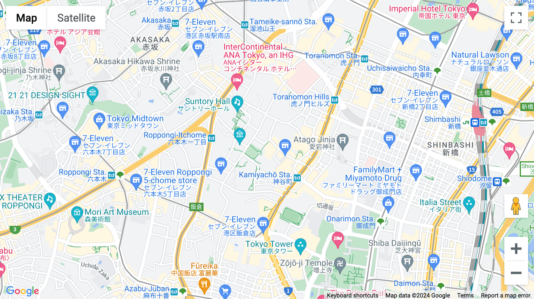 Click for interative map of Shiroyama Trust Tower, 21F 4 Chome 3-1 Toranomon, Tokyo