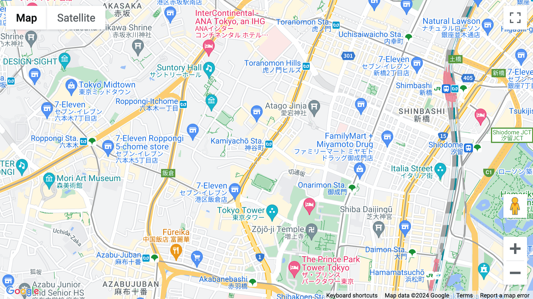 Click for interative map of Kamiyacho Trust Tower, 4-26-6 Toranomon, Minatoku, Tokyo