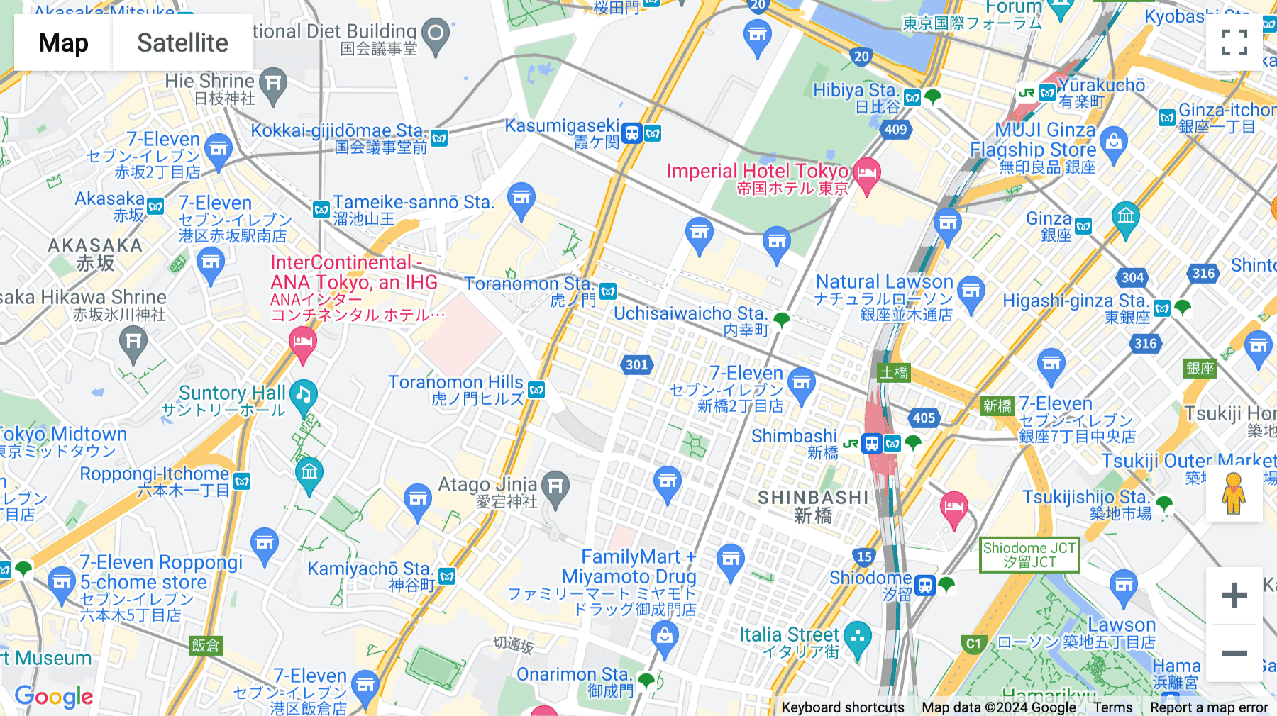 Click for interative map of KDX Toranomon, 1-10-5 Toranomon, Tokyo