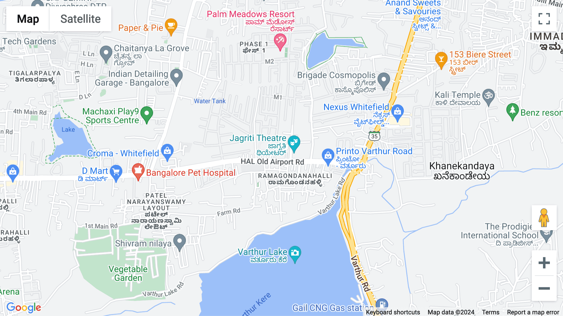 Click for interative map of 360, 2nd floor, Sri sai padma arcade, Varthur road, Ramagondanahalli, Whitefield, Bangalore