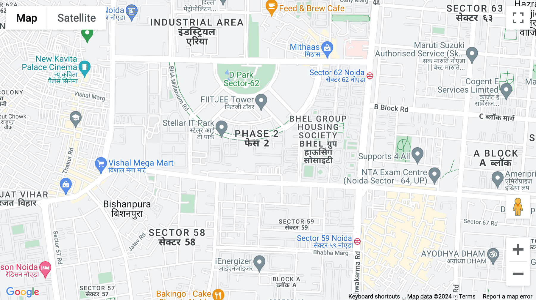 Click for interative map of Indiqube Cyber Park, Phase 2, Industrial Area, Sector 62, Noida