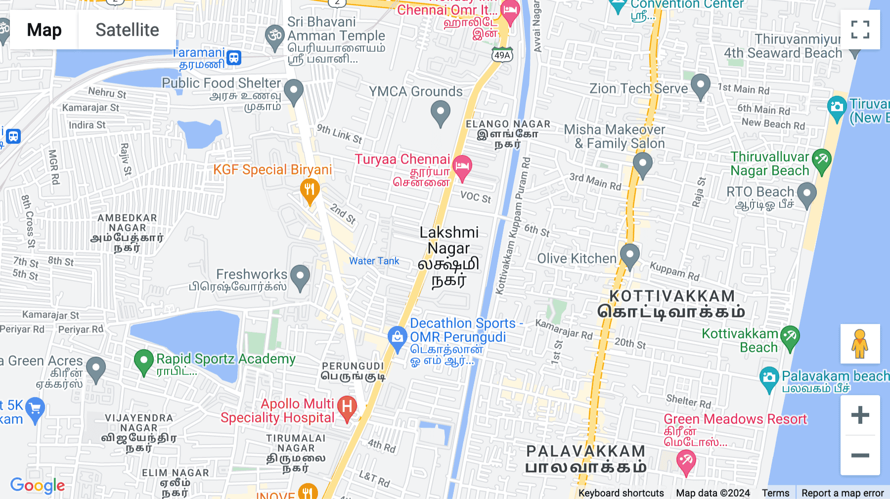 Click for interative map of Perungudi, Chennai, Tamil Nadu 600096, India, Perungudi, Chennai