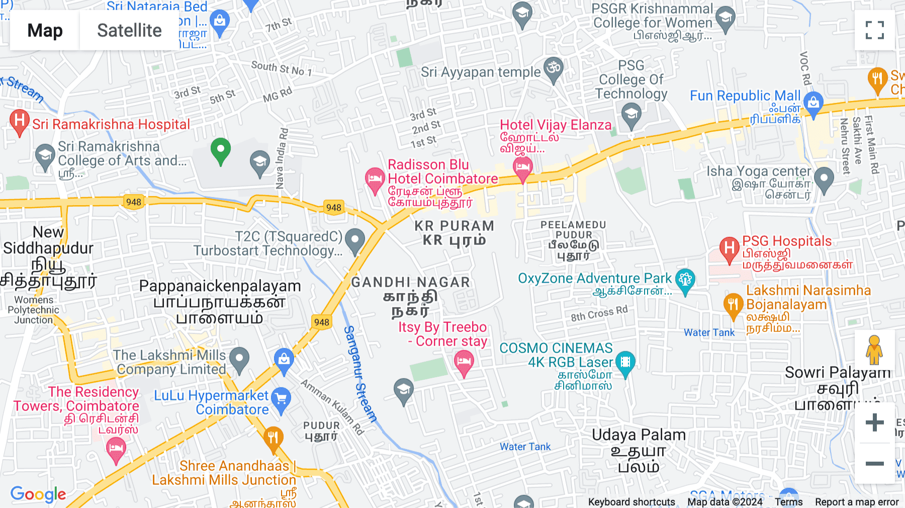 Click for interative map of Hanudev Info tech Park, Unit No. Block ‘C’, SF No. 558/2, Udaiyampalayam Road, Nava India, Coimbatore