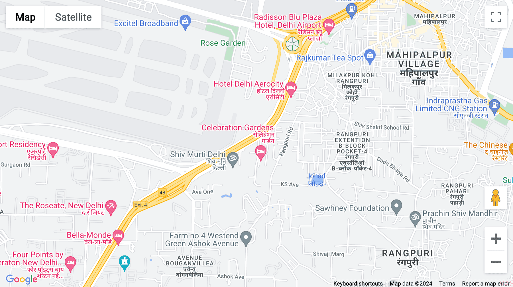 Click for interative map of myHQ Workspaces, Celebration Gardens, Avenue Bouganvillea, Mahipalpur, NH8, New Delhi