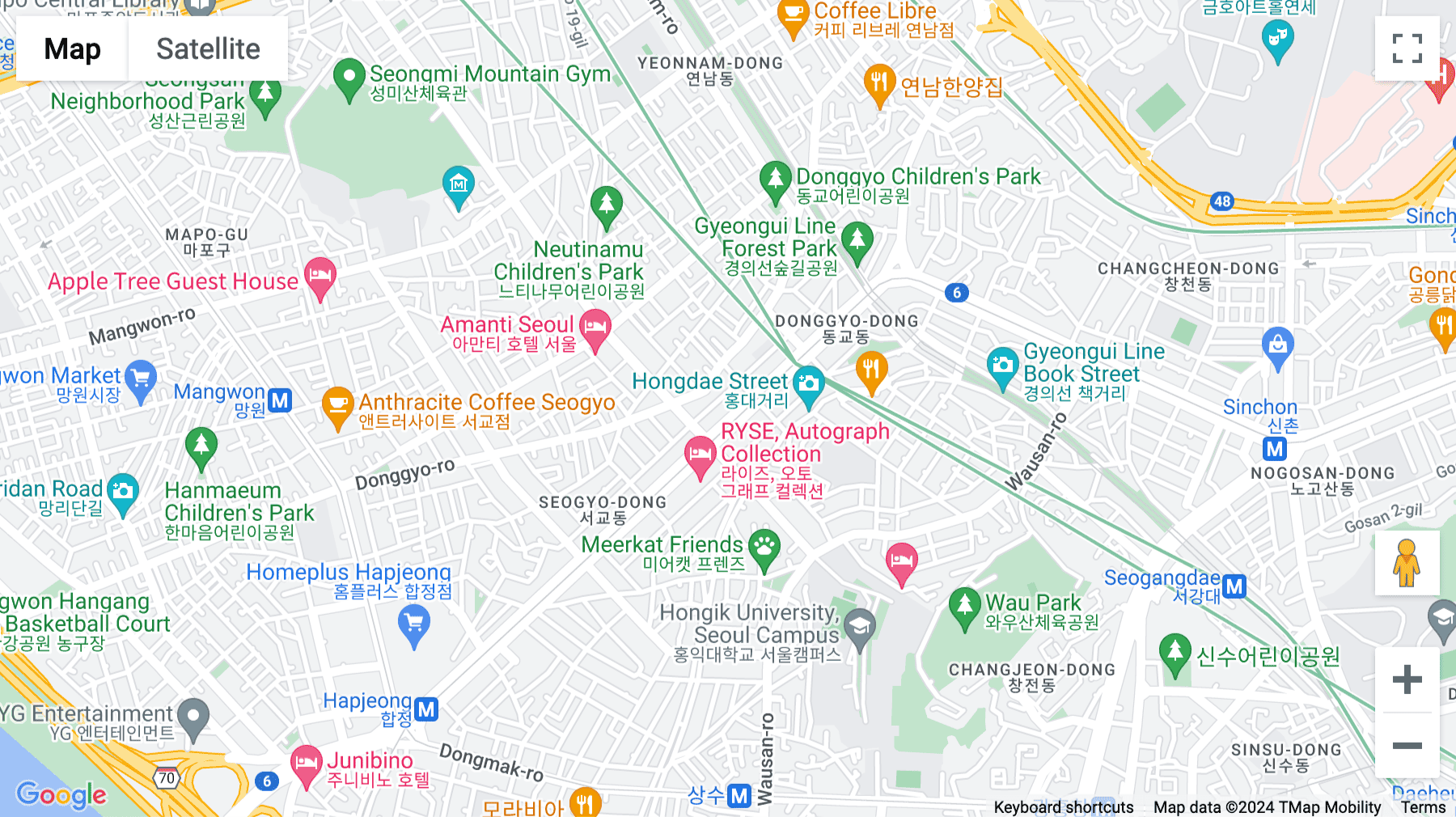 Click for interative map of 147 Yanghwa-ro, Mapo-gu, ISLEX Hongdae, Seoul