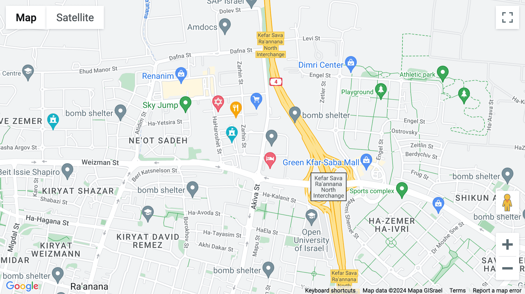 Click for interative map of Ha-Tidhar St 5, Ra'anana, Israel, Raanana