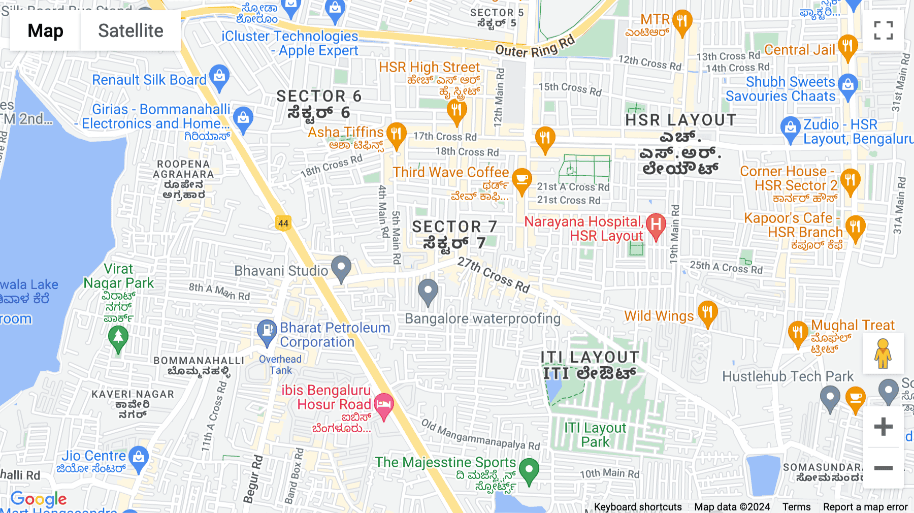 Click for interative map of 343, 9th Main Road, Sector 7, HSR Layout, Bangalore