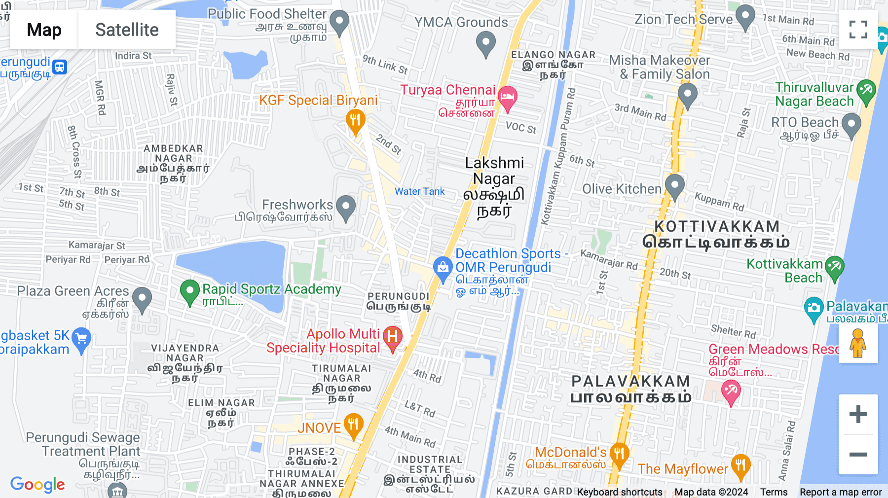 Click for interative map of Old Mahabalipuram Road 1, 111, Rajiv Gandhi Road, Kottiwakkam Village, Chennai