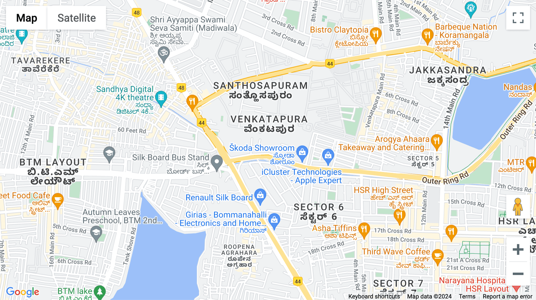 Click for interative map of Pacifica, 578, 1st Cross Road, Santhosapuram, 1st Block Koramangala, HSR Layout 5th Sector, Bengaluru, Bangalore