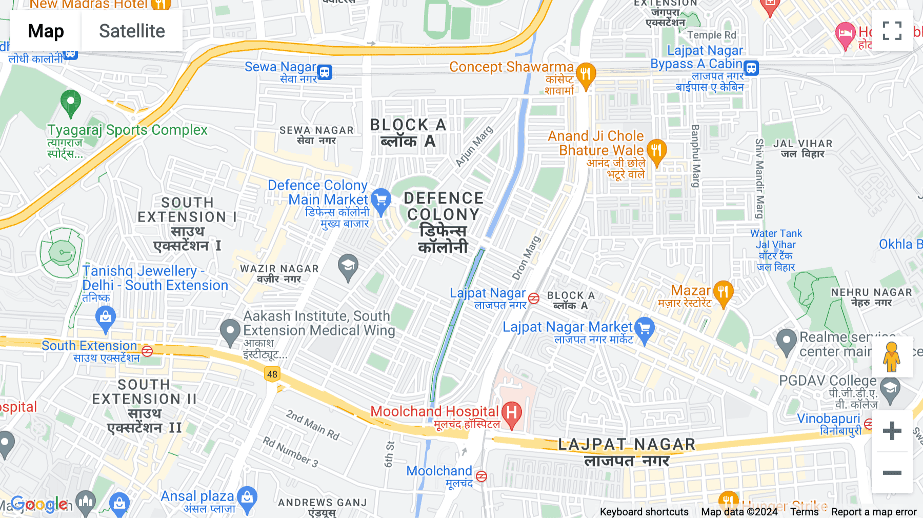 Click for interative map of C-177, Defence Colony, New Delhi