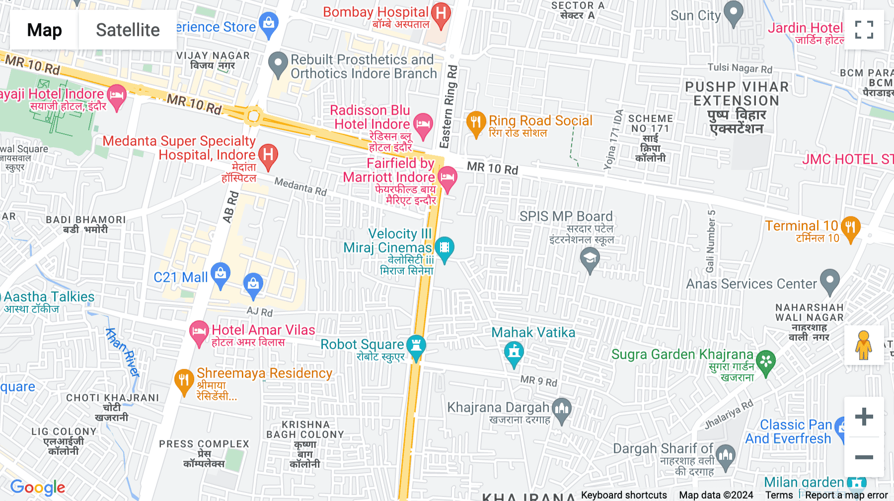 Click for interative map of 26, Service Road near Velocity Multiplex, Maloo 1, Tapeshwari Bagh Colony, Indore