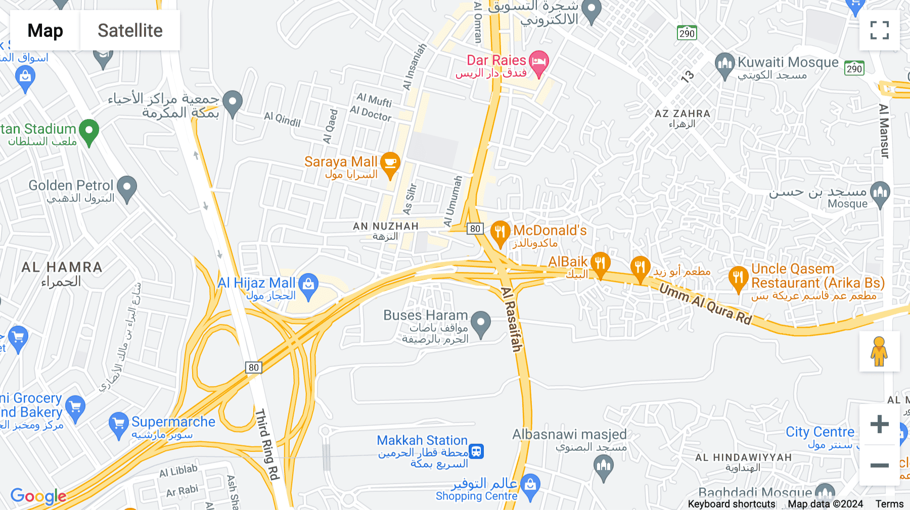 Click for interative map of An Nuzhah Dist,,6542 Jeddah Makkah Expressway,, Makkah al-Mukarramah, Mecca