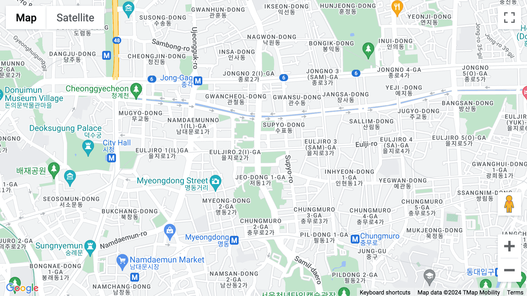 Click for interative map of 100, Cheonggyecheon-ro, Euljiro, Seoul