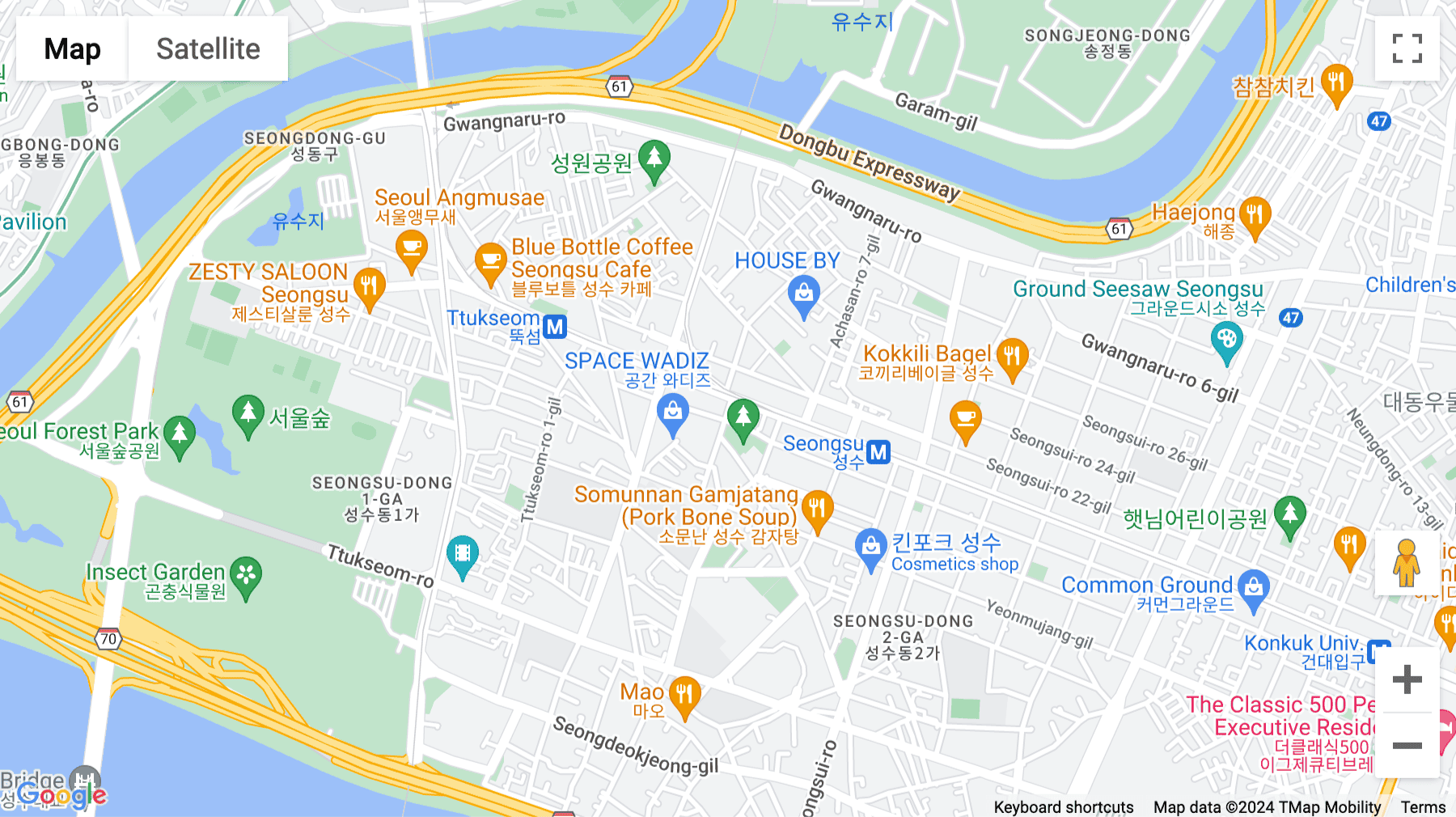 Click for interative map of 68, Achasan-ro, Seoungsu 1, Seoul