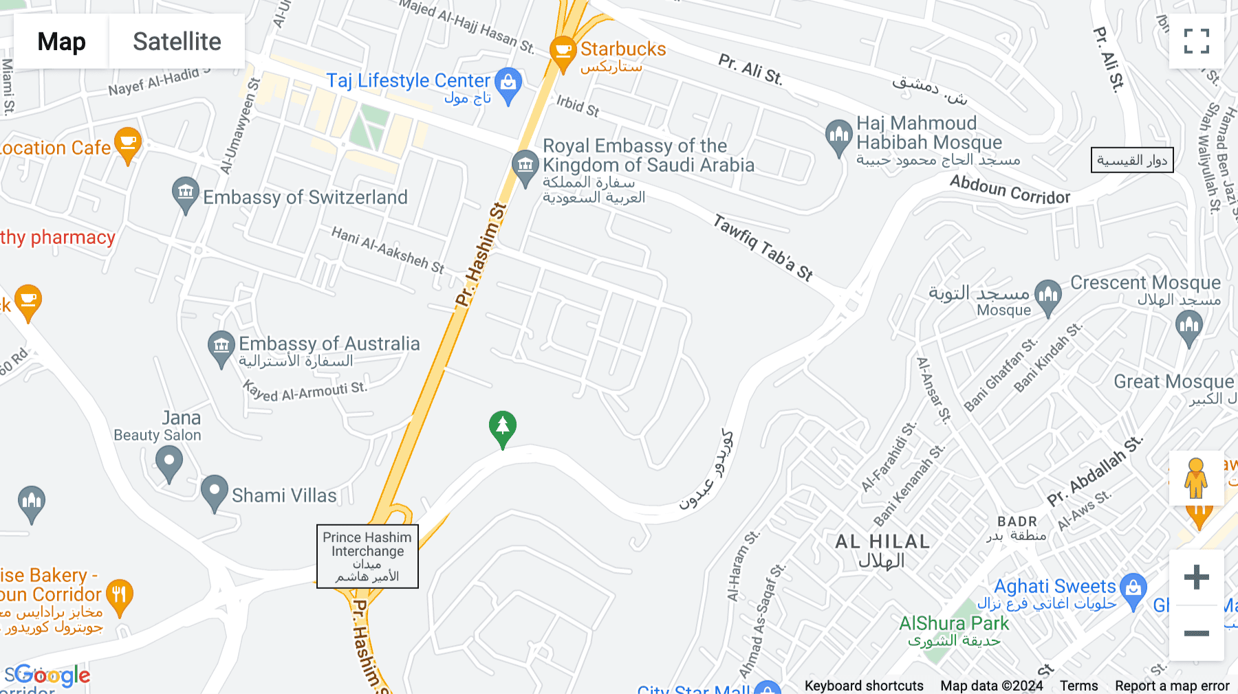 Click for interative map of Al Shajarah Street, Amman