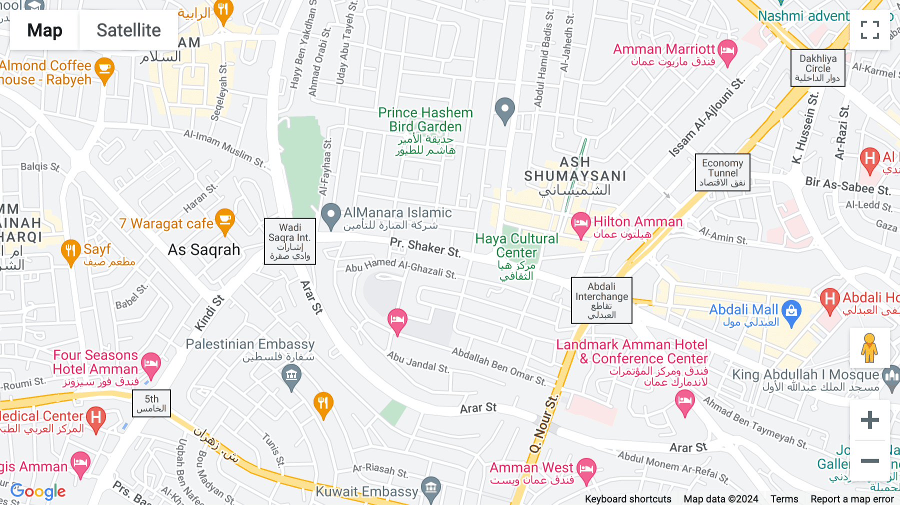 Click for interative map of Shmeisani, HCC, Prince Shaker Ben Zeid Street, Amman