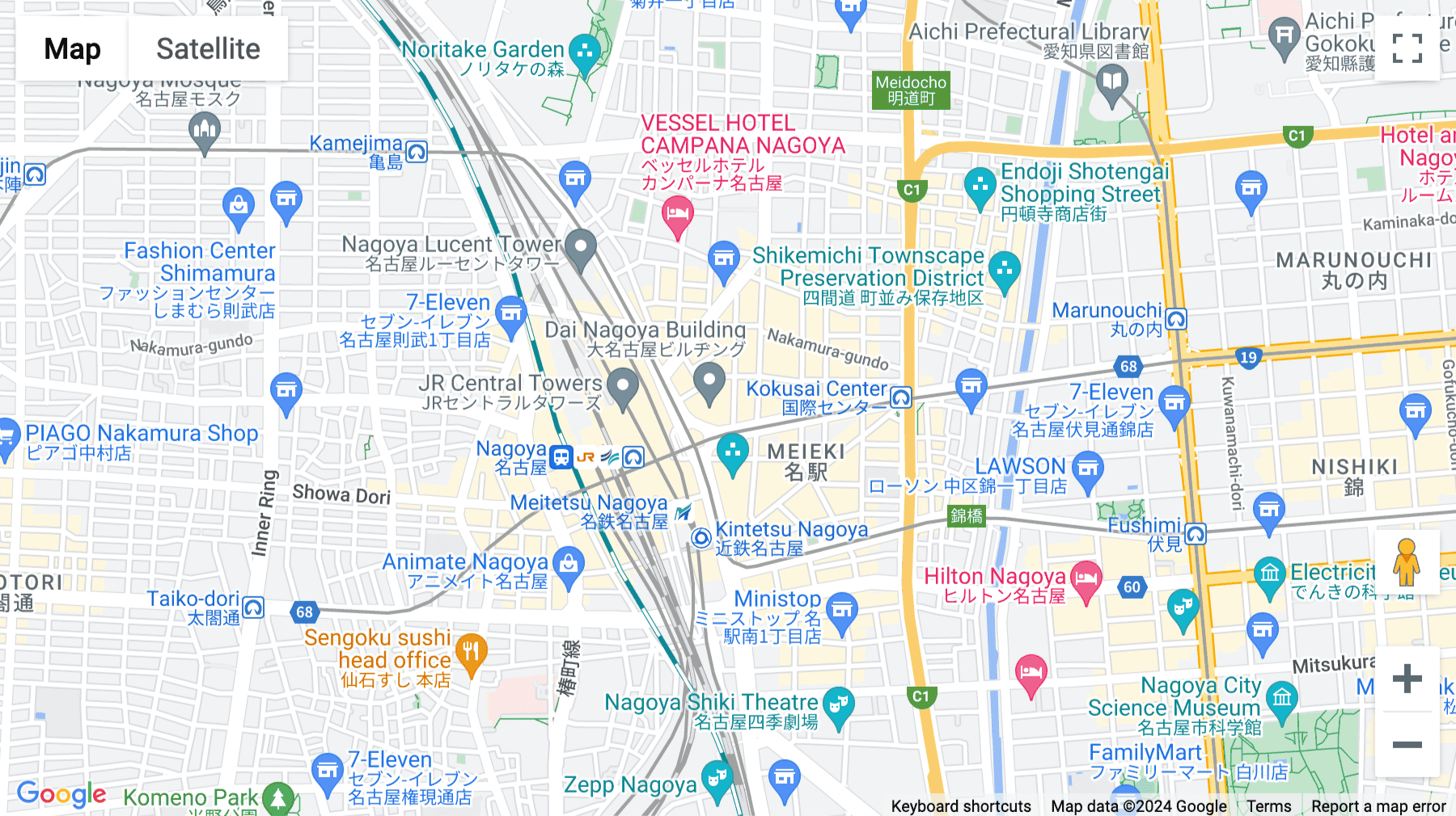 Click for interative map of Dai Nagoya Building, 3-28-12, Meieki, Nagoya