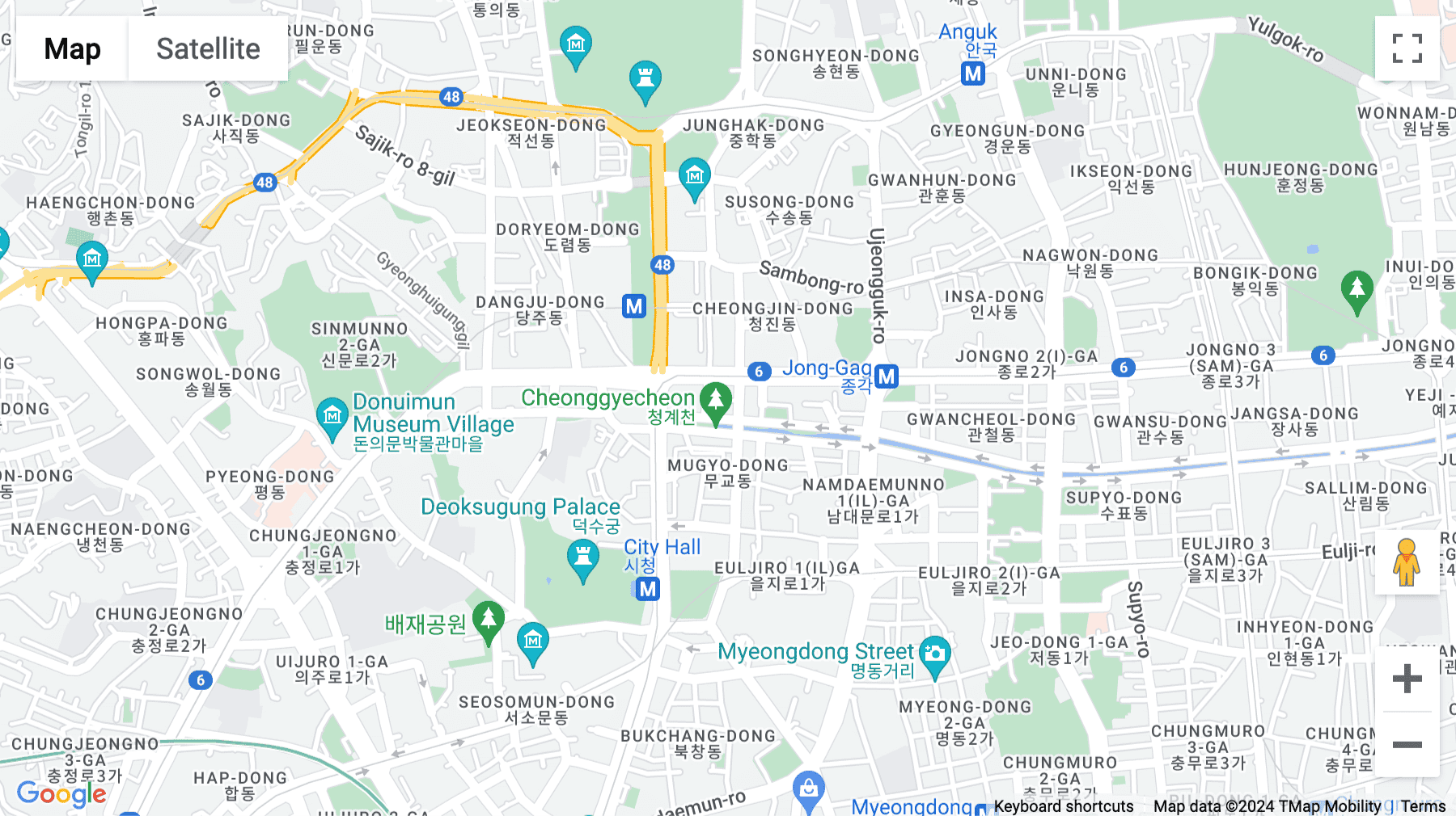 Click for interative map of Cheonggye Hanguk Building, Gwanghwamun Branch, 11 Cheonggyecheon-ro, 8th Floor and 10th Floor, Jongno-gu, Seoul