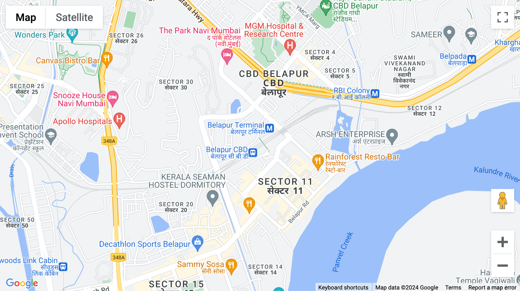 Click for interative map of CBD Belapur Railway Station, Tower No.7, Platform Floor, J Block 2, Sector 11, CBD Belapur, Navi Mumbai