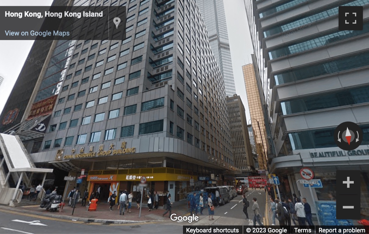 Street View image of China Insurance Group Building, 141 Des Voeux Road Central, Hong Kong