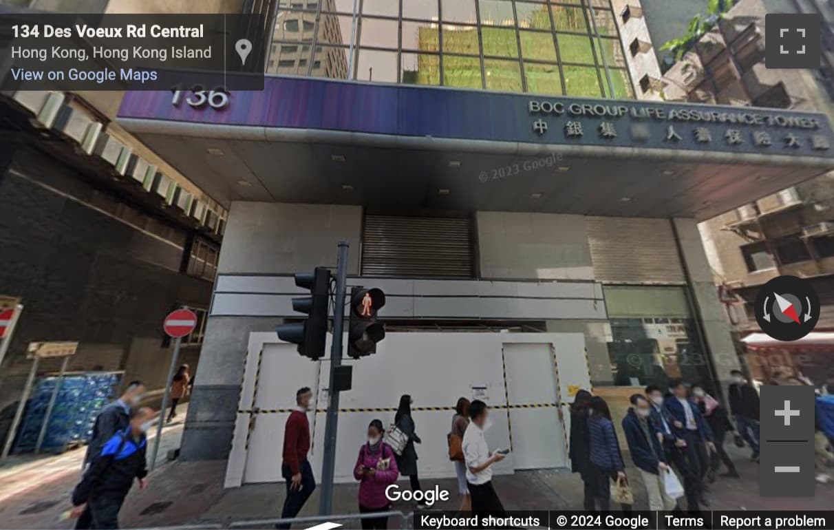 Street View image of Level 6, 9-12, BOC Group Life Assurance Tower, 136 Des Voeux Road Central, Sheung Wan, Hong Kong