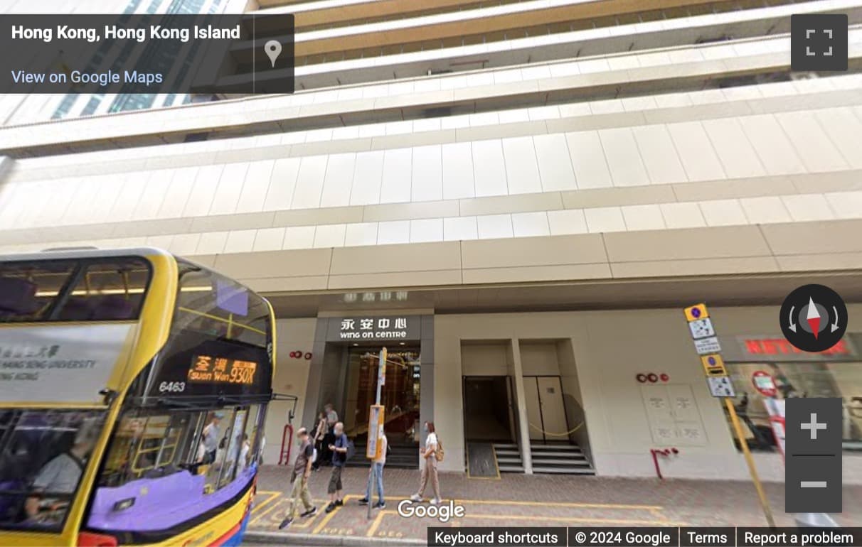 Street View image of Level 27 Wing On Centre, 111 Connaught Road Central, Sheung Wan, Hong Kong