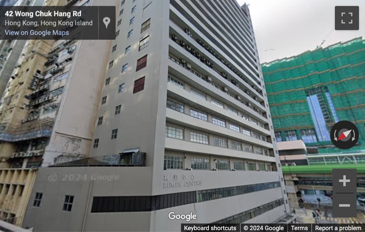 Street View image of Remex Centre, 42 Wong Chuk Hang Road, Level 9, Hong Kong