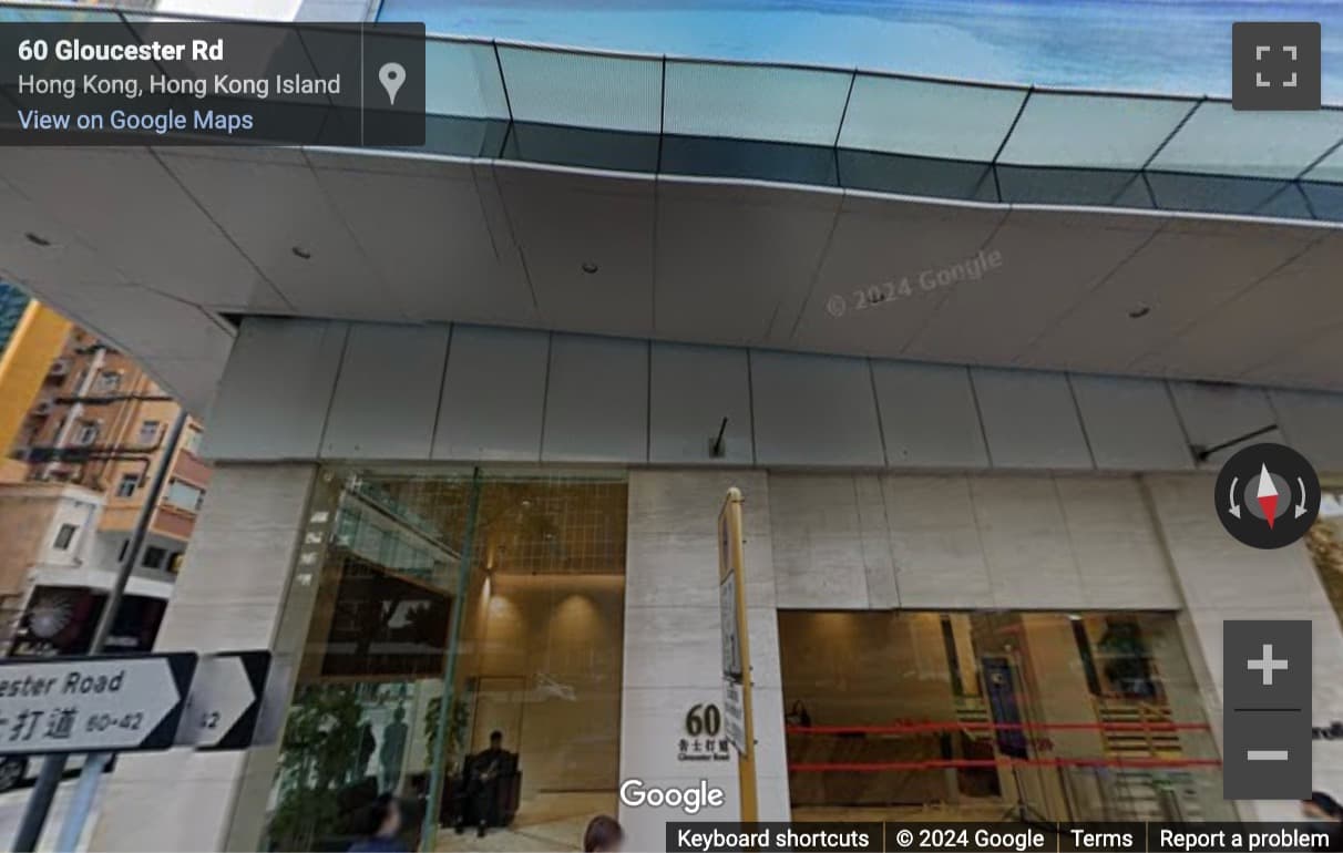 Street View image of 60 Gloucester Road, 8th and 9th Floor, China Huarong Tower, Hong Kong