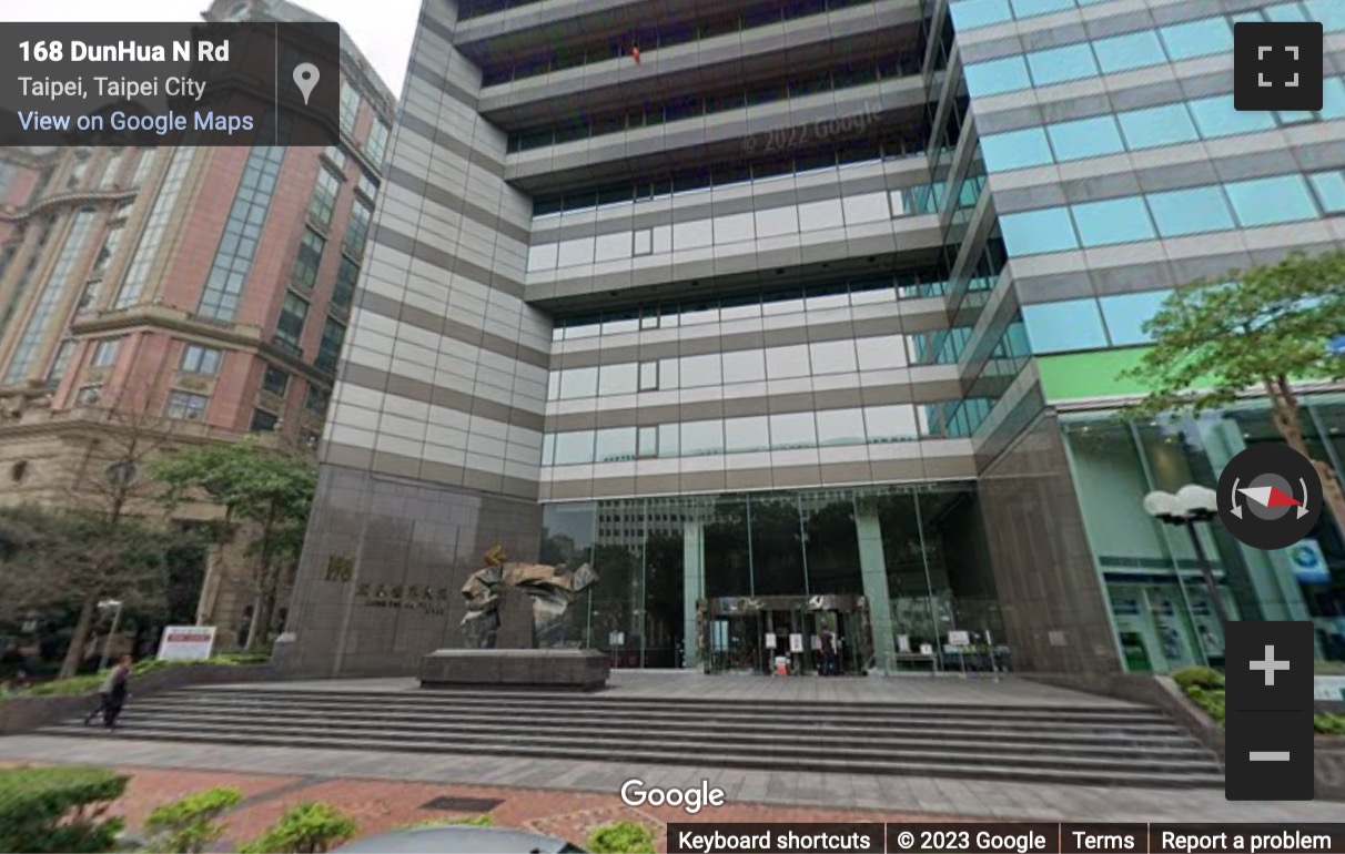 Street View image of No. 170, Dunhua North Road, Room A, 2nd Floor, Hung Tai Center, Taipei